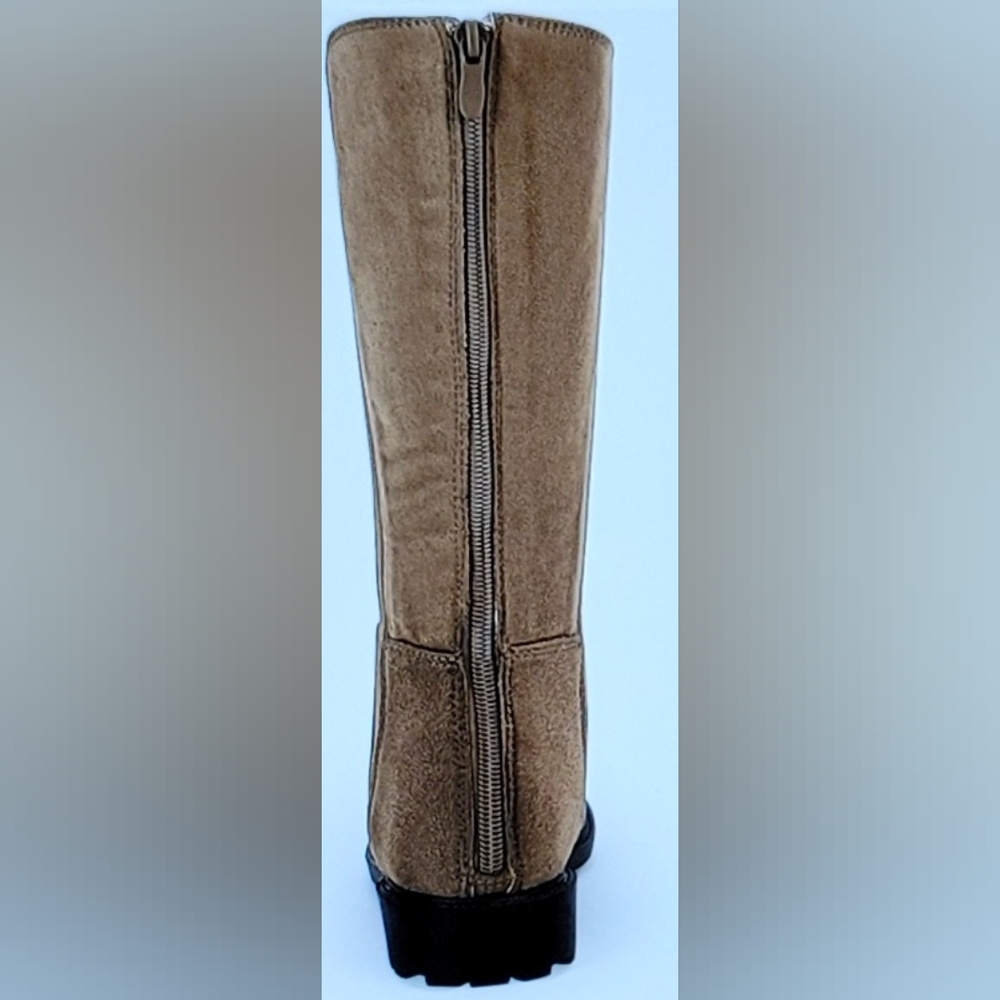 NIB FAUX SUEDE CHELSEA BOOTS CHUNKY LOW HEEL BACK ZIP RIDING BOOTS GIRLS… - Picture 9 of 16